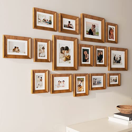 Image of Art Street Set of 15 Premium 3D Wall Photo Frames Sumptuous Memories Theme Individual Fiber Wood Photo Frames (Color - Cave Brown, Size - 8x10, 5x7, 4x6 Inchs)