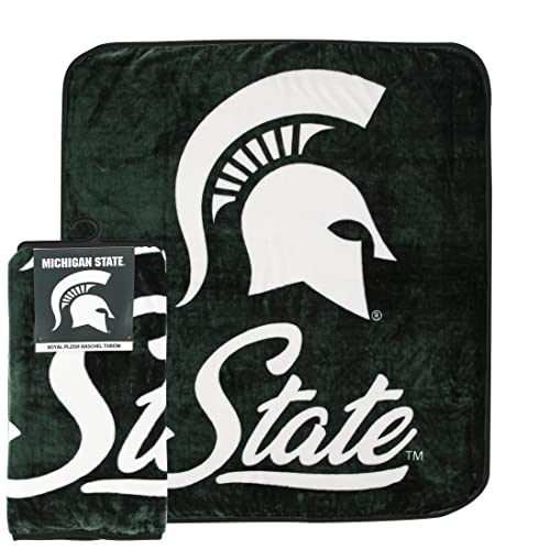 Couverture Michigan State Spartans Plaid Raschel Vert Lit Canapé Chambre NCAA