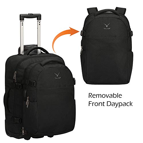 Hynes Eagle 2 In 1 Travel Backpack 22 Inches Carry On Luggage 63L Rolling Backpack For Men Women With Packing Cubes 3Pcs Set #TOP6