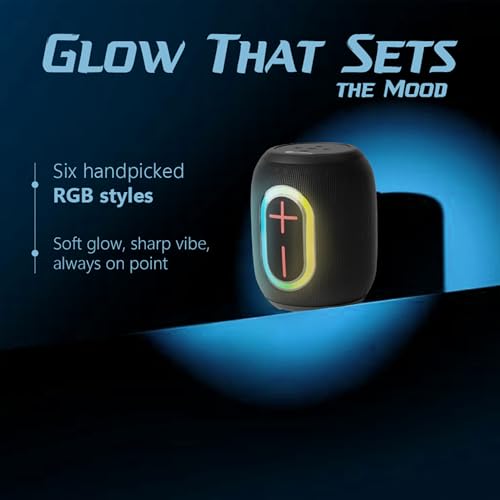Image of Groove BOP Big Impact 14W Powerful Sound, with up to 8Hrs of Playtime, Tru HD Bass, Advanced Bluetooth 5.3, Multiple Compatibility Connections, RGB Light - Midnight Black