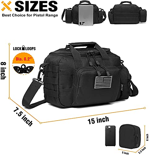 DBTAC Gun Range Bag Small | Tactical 2X Pistol Shooting Range Duffle Bag with Lockable Zipper for Handguns and Ammo (Black)