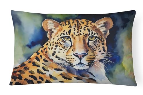 Caroline's Treasures DAC2949PW1216 Leopard Throw Pillow Machine Washable, Indoor Outdoor Decorative Pillow for Couch, Bed or Patio, 12HX16W