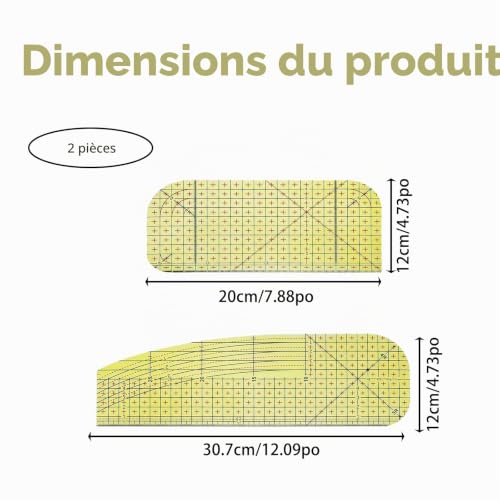 Targonix Règle Couture Résistante à la Chaleur pour Ourlets et Repassage de Précision, Lot de Deux Outils de Mesure pour Atelier Maison Patchwork et Projets de Couture – vue 2