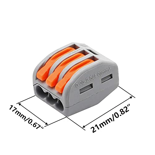 Image of ROBOWAY 5Pcs PCT-213 Wire Connector, 3 Pole Spring Lock Lever Terminal Block for Cable Connection, Quick Splicing Connector for 0.08-2.5mm Wires, Compact Durable Easy Wiring Terminal (Pack of 5)