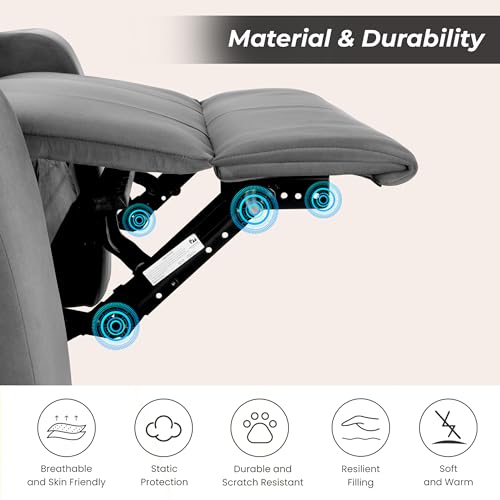 Image of Little NAP Helios Soft Suede Fabric Single Motorized Standard Recliner | Padded 1 Seater Aaram Sofa | Relaxing Chair for Home Office Living Bed Room | Grey