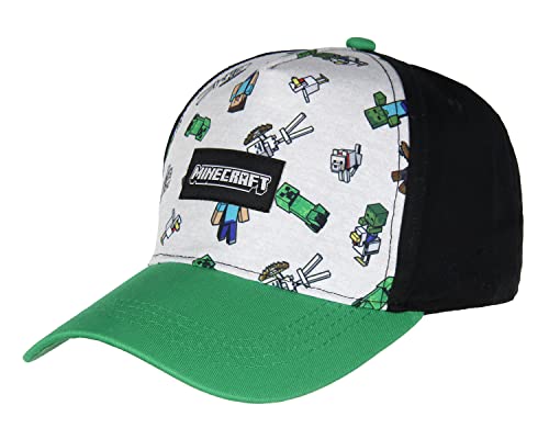 Minecraft Youth Hat Floating Mobs Creeper Skeleton Dog Chicken Snapback OSFM Cap Black2