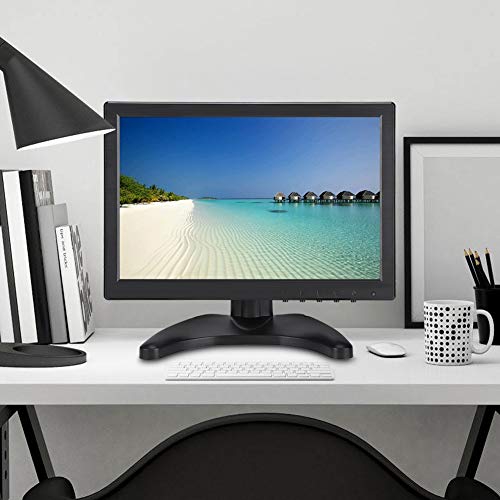10,1-Zoll-HDMI-Monitor 1920 * 1200 16:10 WLED-Laptop-Computer-Monitor, Tragbarer LED-LCD-Bildschirm mit HDMI/VGA/AV-BNC/USB-Eingang für Raspberry Pi PC-Überwachungskamera (EU-Stecker)