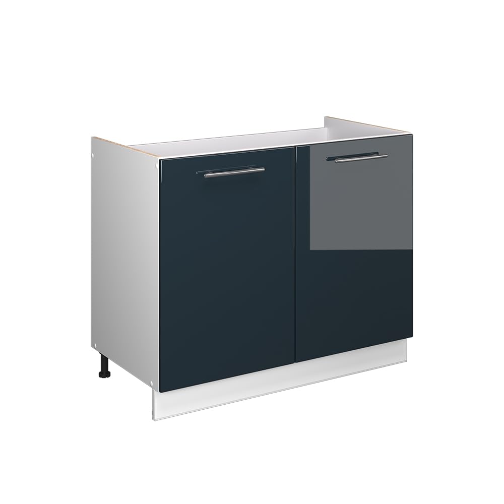 Vicco Sink base cabinet Fame-Line, Dark blue high gloss/White, 100 cm โ image 1