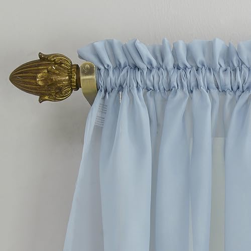 Image of No. 918 Emily Sheer Voile Rod Pocket Curtain Panel, 59 inch x 63 inch, Dusty Blue