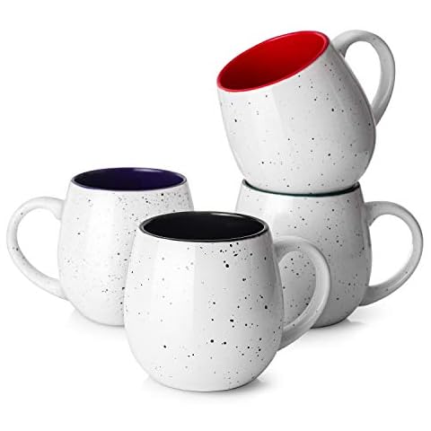 LIFVER 20 Ounces Coffee Mugs Set of 4, Large Ceramic Coffee Mugs with Handles for Coffee Tea Hot Cocoa, Valentines Day Gifts for him her, Jumbo Soup Mugs Set of 4 Cover