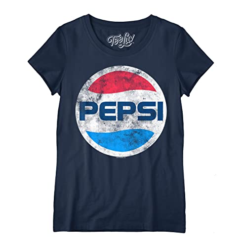 Amazon.com: Tee Luv Women's Faded Pepsi Soda Logo Shirt, Navy, XL