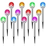 12 Pcs Solar Lights Garden Decorations, Cracked Glass Ball LED 7 Color Changing Solar Outdoor Lights Decorative for Yard Patio Landscape Pathway Decor