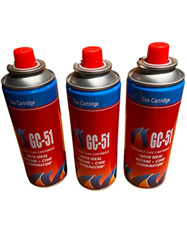Image of SHoRI Portable Gas Cartridge with Ideal Butane + C3H8 Combination CG51 Easy to Use Perfect Suitable for Camping Stove, Small Stove, Flame Torch, Welding Fuel Gas,(Universal Nozzle /Pin) Pack of 3