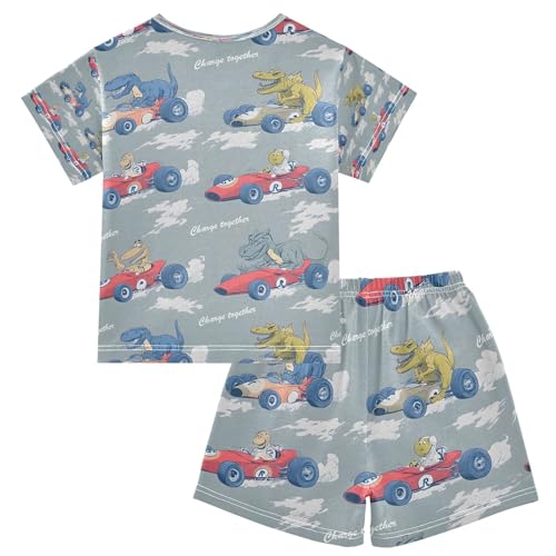senya Cute Crocodile Race Car Summer Pajamas Set Short Cotton Sleepwear 2 Piece2