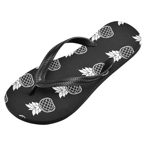 Pineapple Fruit Black Flip Flops for Beach Thong Sandals Anti-slip Lightweight Beach Slippers for Indoor Outdoor House2