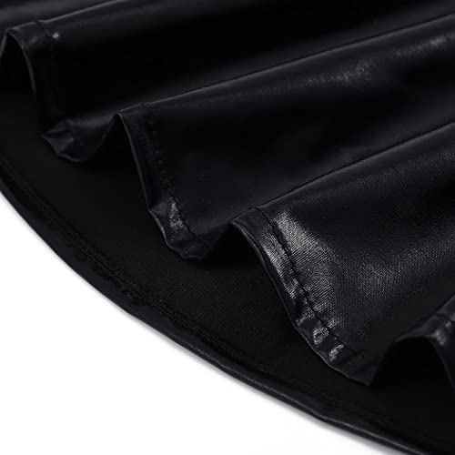 COSYDAYS Saia rodada plissada brilhante para festa, saia patinadora metálica, holográfica, evasê, fe