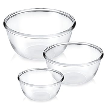 TREANDCARD Bowl Set Glass Mixing Bowl (Clear, Pack of 3)