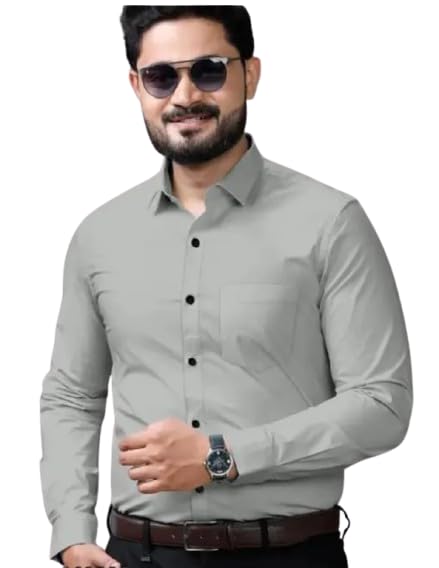 Men's Solid Cotton Formal Shirt, Plain, Full Sleeves. Luster Shirts for Mens