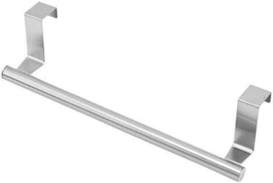 Practical Single Towel Rack Stainless Steel Kitchen Non-Perforated Towel Hanging Rod Durable Cabinet Door Back Rag Hangers Towel Rack(Black 36.5CM)