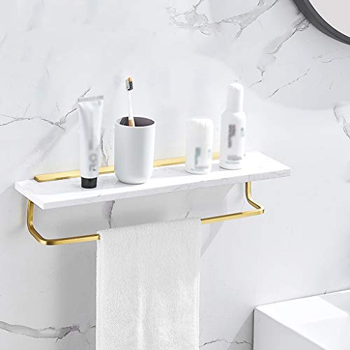 Barre porte-serviette 30cm or blanc avec étagère murale de rangement - 2