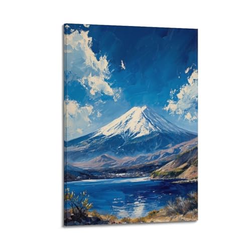 Art mural Fuji moderne au pinceau toile tendue décorative