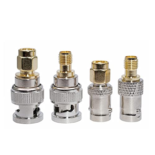 DollaTek four-piece set Coaxial RF connector BNC to SMA connector SMA to BNC adapter, Gold