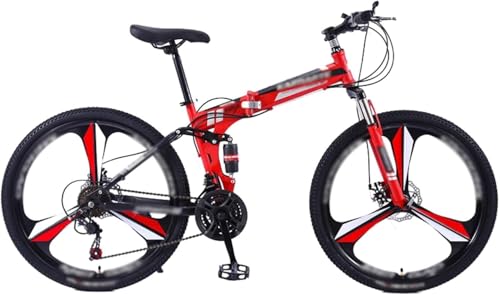 Kcolic Mountain Bike Pieghevole 24' E 26' con Doppia Sospensione, Telaio Acciaio Ad Alto Tenore Carbonio, 21 velocità, Bici Ciclismo Sportiva per Adulti, Uomini E Donne, Adolescenti B,26