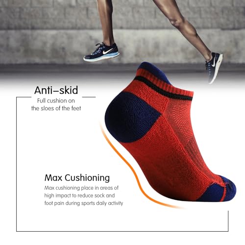 JOYNÉE Mens Ankle Athletic Low Cut Socks for Men Cushioned Running Sports Workout Tab Socks 6 Pairs4