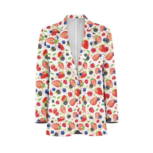 JooMeryer Mens Fruit Lemon Strawberry Blazer Long Sleeve One Button Notched Lapel Business Suit Jacket3