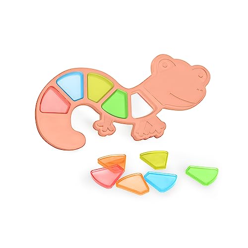 Image of Miniland Feel to Learn Translucent Colorful Lizard for Children from 1 to 2 Years. 10 Translucent Pieces to be Fitted and Experiment The Mixture of Colors. Made in Spain with ECO Material