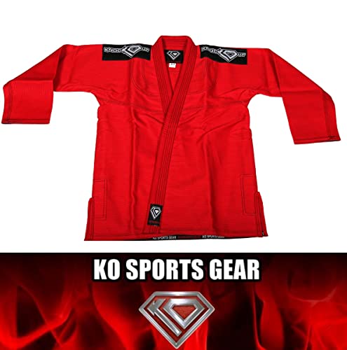 Ko Sports Gear – Adult Red Gi Uniform Set, Bjj Jiu Jitsu Gi, Kimono And Pants, Pre-Shrunk (Size A5) #TOP3