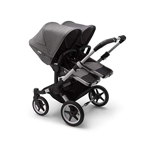 Bugaboo Donkey 3 Twin Erweiterungsset Complete – Verwandelt einen Einzelkinderwagen in einen Geschwisterwagen – Faltbarer, leichter Kinderwagen mit grauem Sonnendach und Aluminium-Fahrgestell