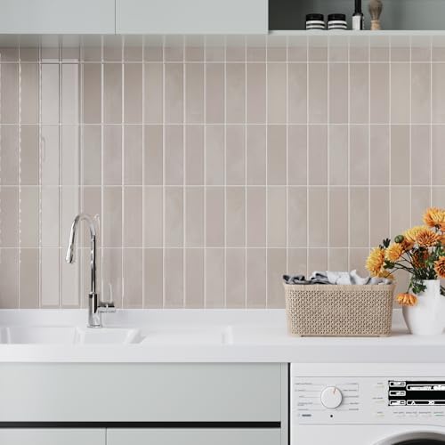 VaryPaper 10 Sheets Pale Pink Beige Peel and Stick Backsplash Subway Tile Stick on Backsplash for Kitchen Bathroom Waterproof Removable 3D Vinyl Back Splash Self Adhesive Wall Tiles 12''x12'' by VaryPaper - Used condition - Image 7