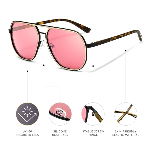 Image of SUNGAIT Polygon Aviator Sunglasses for Men Polarized Trendy Square Sun Glasses Retro Pilot Shades UV Protection