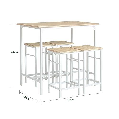 SoBuy Juego de Mesa Alta para Comedor, Conjunto Bar con 4 Taburetes, Mesa de Cocina Moderna Ideal para Espacios Reducidos, OGT11-WN - imagen 4