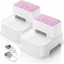 2 Step Toddler Step Stool, Non-Slip Multifunctional Kids Step Stool for Bathroom Sink & Toilet Potty Training,Supports Up to 220 lbs 2 Packs, Pink