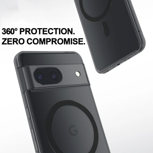 Image of Compatible for Google Pixel 8 5G Translucent Hard Back | Only Compatible with Wireless Magnetic Accessories | Thin and Slim Magnetic Back Cover (Black)