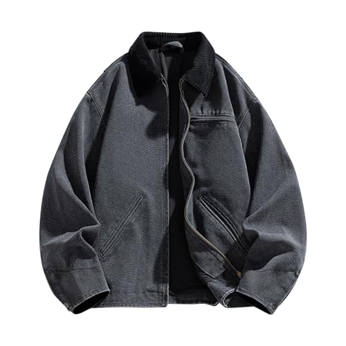 Bomber Jackets For Men Fashion, Barn Jacket Workwear Cotton Canvas Corduroy Collar Depot White Coats Blazer Pull Over Lightweight Fashion (M, Dark Purple)