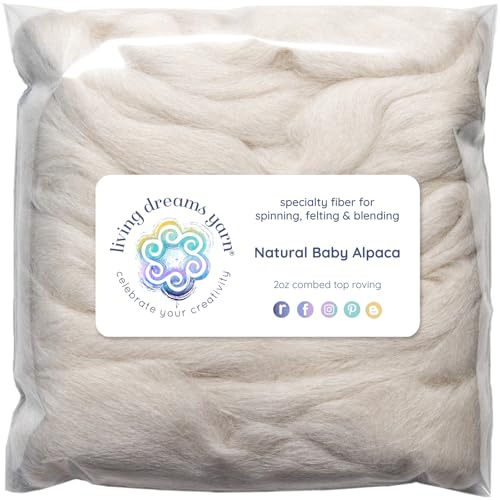 Baby Alpaca Fiber for Spinning Blending Felting & Dyeing. Natural Combed Top Roving White.
