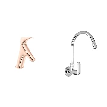 KOHLER Vive Pillar Tap (Vibrant Rose Gold Finish)+Kohler Kumin Wall Mounted Kitchen Faucet (Cold only) (99482IN-4-CP)