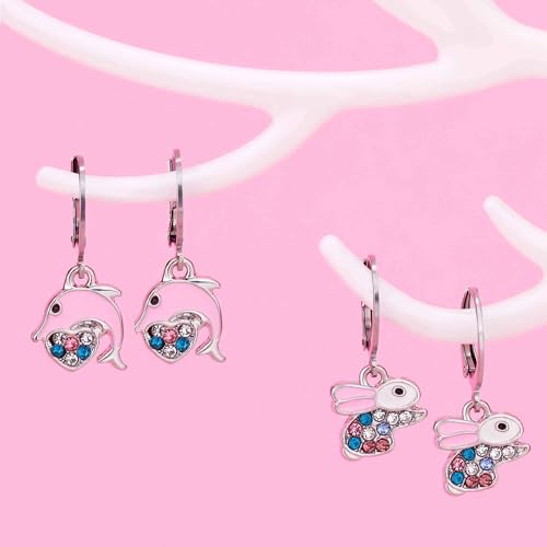 Image of BESTEEL 16 Pairs Hypoallergenic Earrings Set for Girls Women - 316L Surgical Stainless Steel Leverback Dangle Huggie Hoop Earrings Jewelry for Sensitive Ears - Small /Cute - Silver /Gold