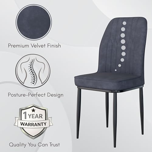 Image of Jewel Premium Velvet Dining Chair with Strong Metal Legs, Cushioned Seat, Chair for Dining, Living Room, Bedroom & Balcony (Grey)