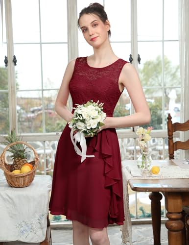 Image of BeryLove Womens Boat Neck A Line Sleeveless Lace Formal Homecoming Dress