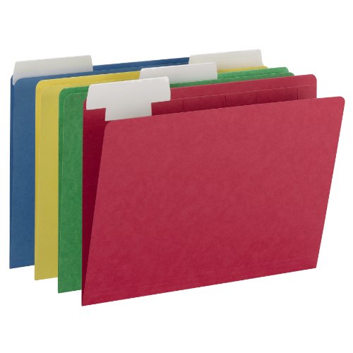 Smead FlexiFolder Heavyweight File Folder with Movable Tab, Erasable 1/3-Cut Extra Wide Tab, Letter Size, Assorted Colors, 12 per Pack (10404)