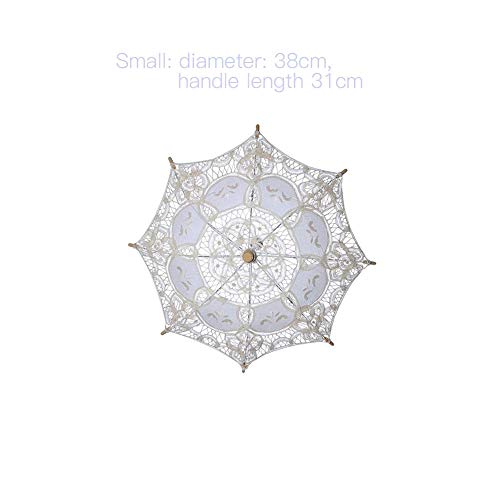 Preisvergleich Produktbild Kitabetty Spitze Regenschirm, Handgefertigte Hochzeit Regenschirm, Regenschirm Regenschirm Für Braut Dekoration Hochzeit Brautjungfer Fotografie Requisiten, S-38cm / L-60cm.