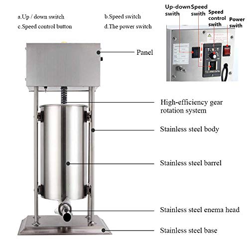 BAOSHISHAN 16L Elektrischer Wurstfüller Kommerzielle Wurstfüllmaschine Wurstfüller Edelstahl-Wursthersteller Maschine… – Bild 3