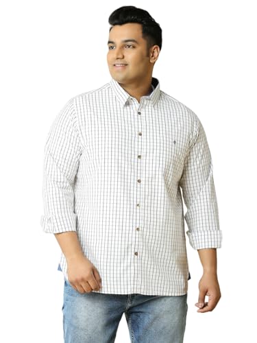 Image of Thomas Scott Men Pure Cotton Regular Plus Size Premium Checked Casual Shirt
