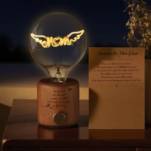 PIKPEOD Memorial Decorative Night Light, Sympathy Bereavement Gifts Ideas for Loss of Mom,Vintage Edison Light Bulb in Memory of Mom Gifts, Remembrance Memorial Gifts, Condolences Funeral Gifts