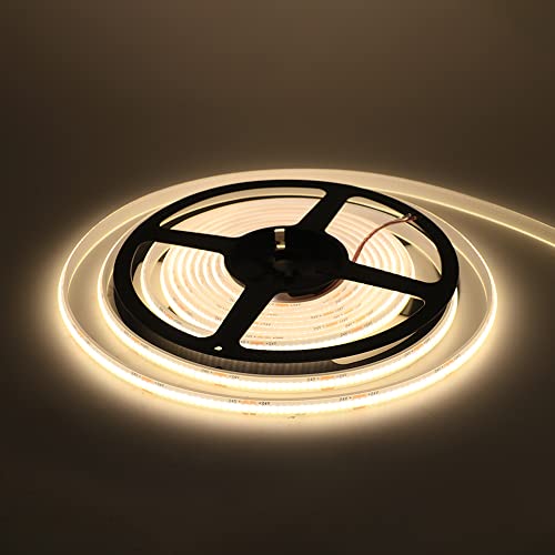 Wisada COB LED Streifen 3m, 24V Wasserdichte IP68 LED Lichtband, 320LEDs/m Superhell Flexibler Warmweiß COB LED Band, rot/weiss 2-adrig LED Lichterketten für Aquarium, Schwimmbad