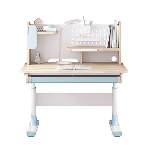 FCD Adjustable Height Kids Study Desk with Chair Drafting Table Computer Station Built-in Bookshelf Hutch Multi Function Desk and Chair Blue product thumbnail 8
